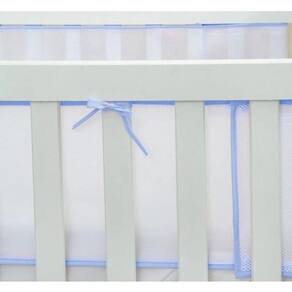 Protetor Lateral Tela Para Berço Americano Respirável Azul