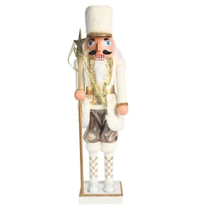 Quebra Nozes Decorativo Branco e Dourado Bastão Estrela 60cm Articulado - Magizi