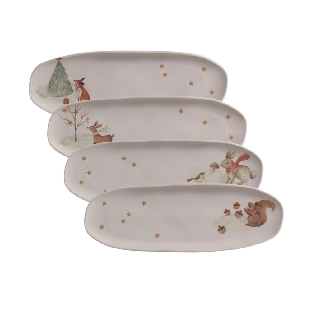 Travessa Oval Em Cerâmica Coup Christmas Card 36x12cm Porto Brasil
