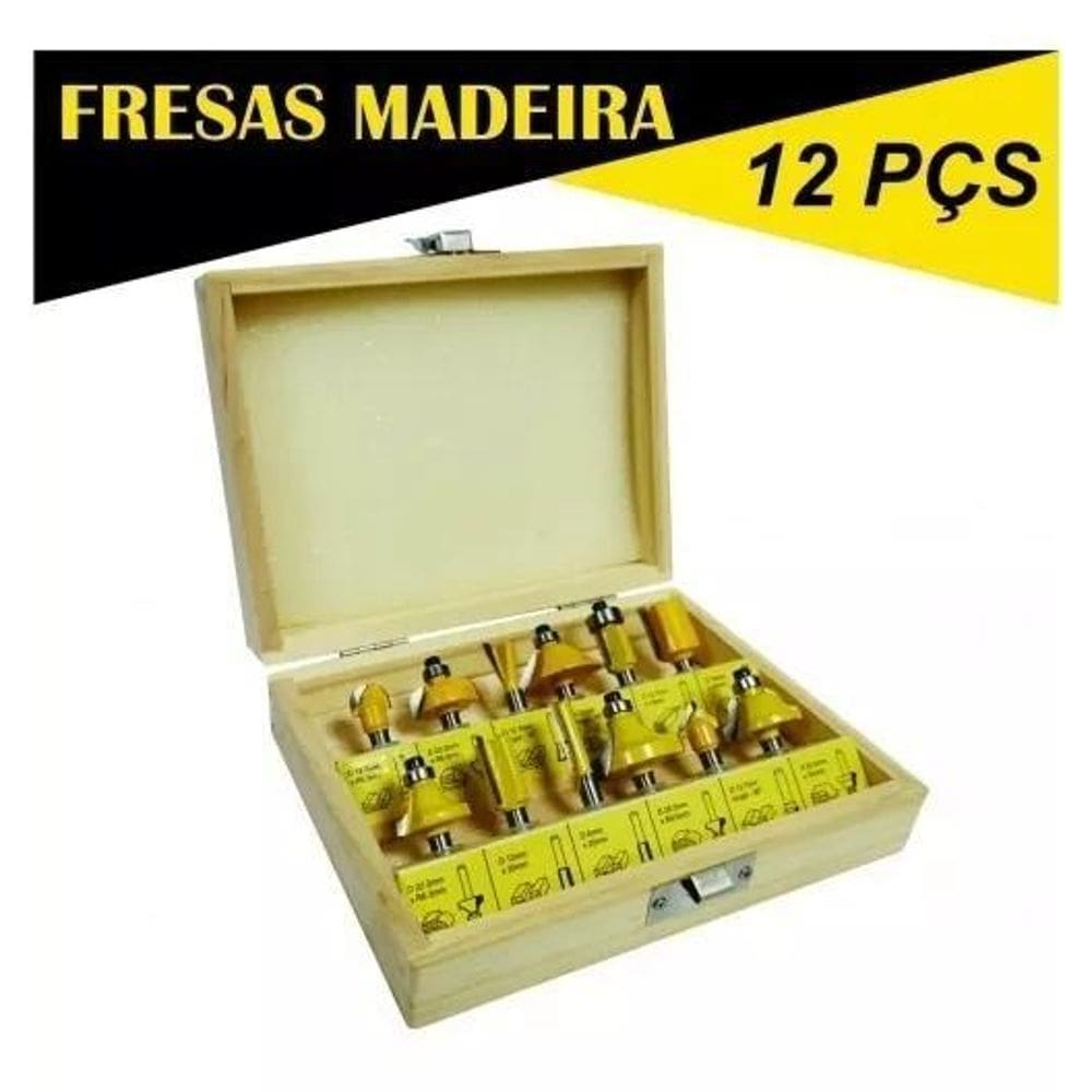 Jogo De Fresas Para Madeira Com 12 Peças Titanium-05460