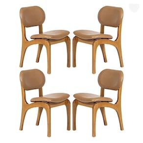 Kit 4 Cadeiras De Jantar Estofada Rafine Madeira Castanho Impermeável Marrom