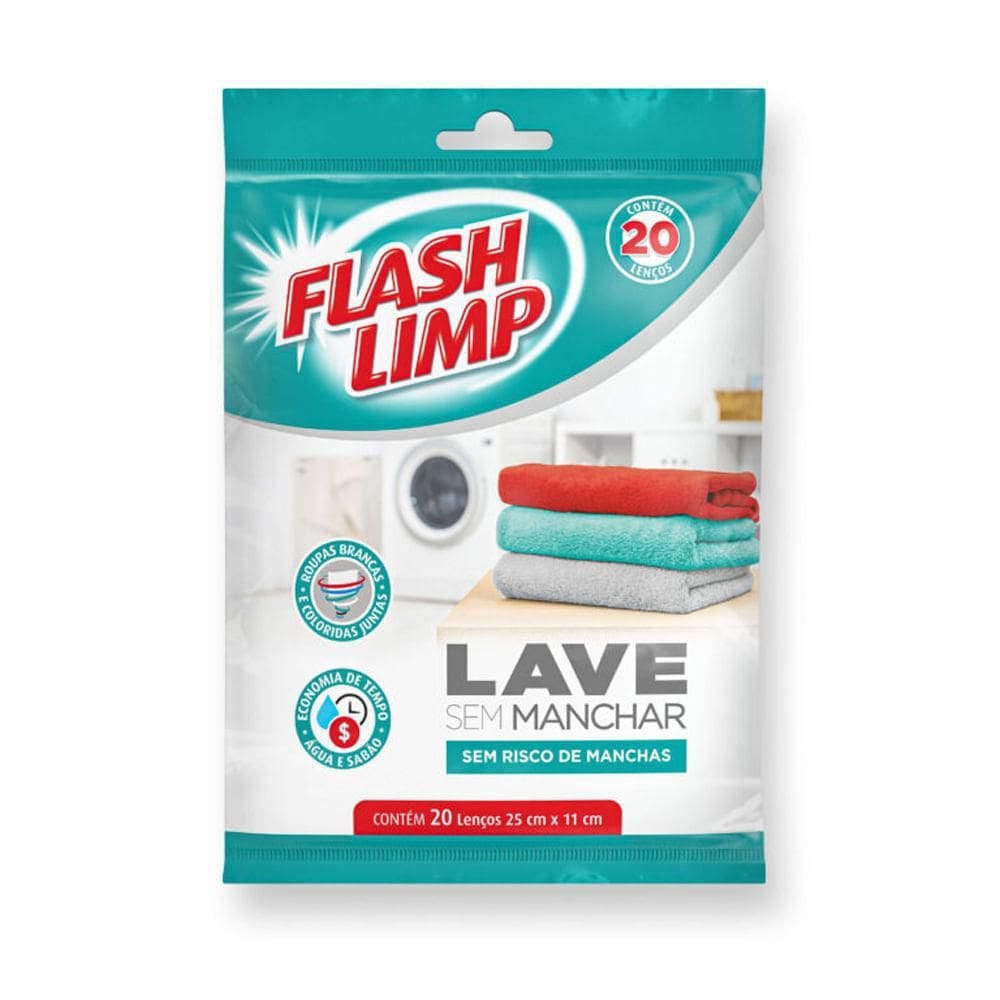 Lave Sem Manchar Flashlimp Com 20 Lenços