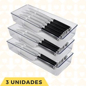Kit 3 Organizadores Ideal Facas Talheres Cozinha Grande Acrilico