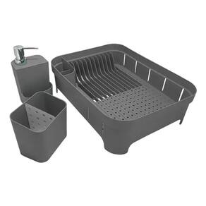 Ou - Escorredor Louça Talher Porta Detergente Utensílios Preto