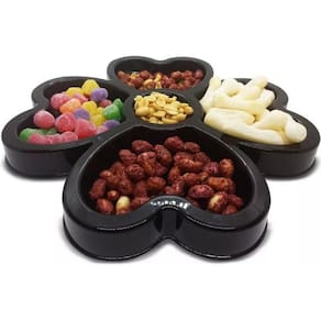 Petisqueira C/ 5 Divisórias Fondue Petisco Aperitivo Preto