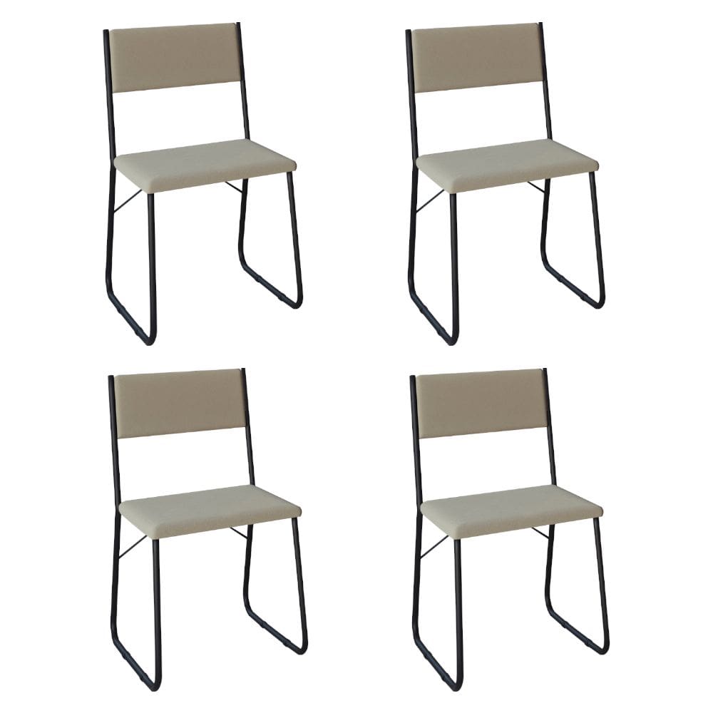 Kit 4 Cadeiras de Jantar Estofadas Angra - Bege