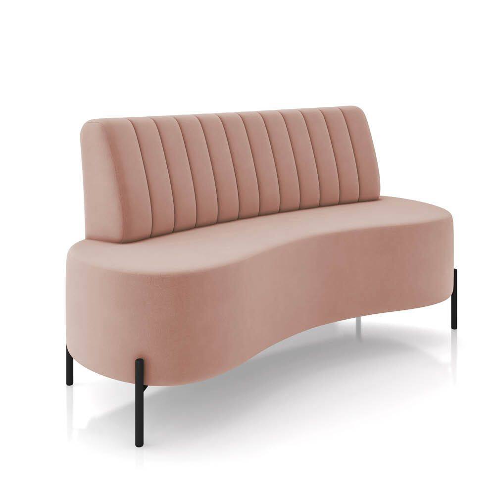 Sofá 2 Lugares Living 135cm Pé Ferro Pto Maraú Veludo Rosê K01 - D`Rossi