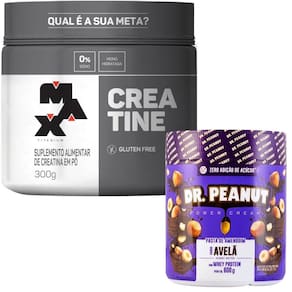 Creatina Max Titanium 300G Pura + Pasta Amendoim Dr Peanut