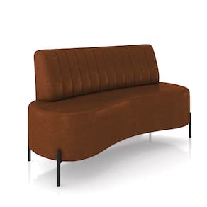 Sofá 2 Lugares Living 135cm Pé Ferro Pto Maraú Sintético PU Marrom K01 - D`Rossi