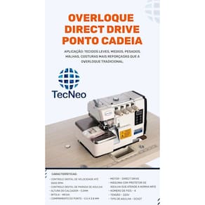 Overloque Ponto Cadeia 4 Fios, 6000ppm - tecneo