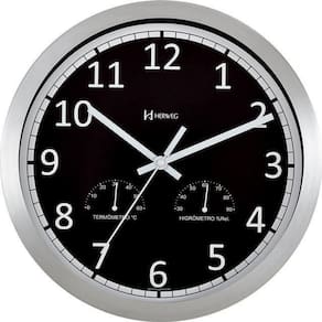 Relógio Herweg Preto Termômetro/Higrômetro 6723-034 - 30,5cm