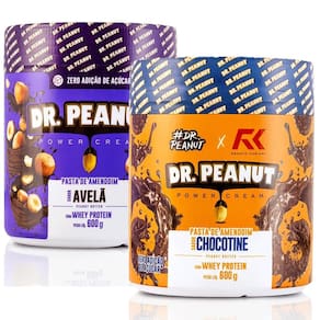 2X Dr Peanut Pasta De Amendoim 600g Sabores Avelã Chocotine
