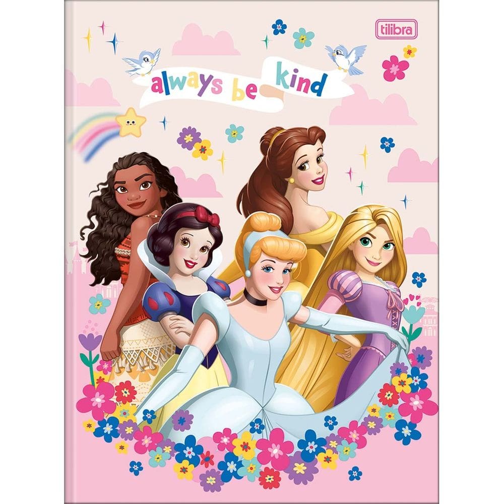 Caderno Escolar Brochura Capa Dura Princesas 48 Folhas 1 Materia Tilibra | Desenho Animado