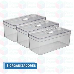 3 Organizadores Transparente Resistente Guarda Ovos Multiuso