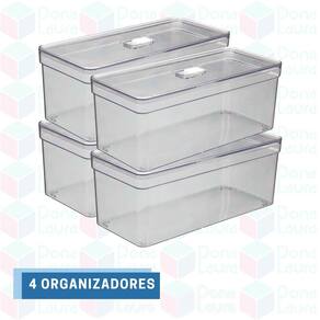 4 Organizadores Transparente Resistente Guarda Ovos Multiuso