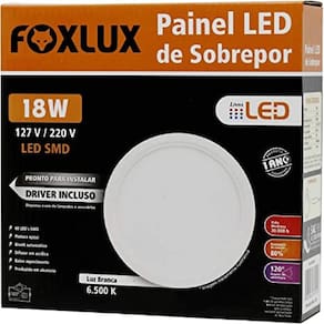 Painel LED 18W Redondo 6500K Bivolt Sobrepor Foxlux