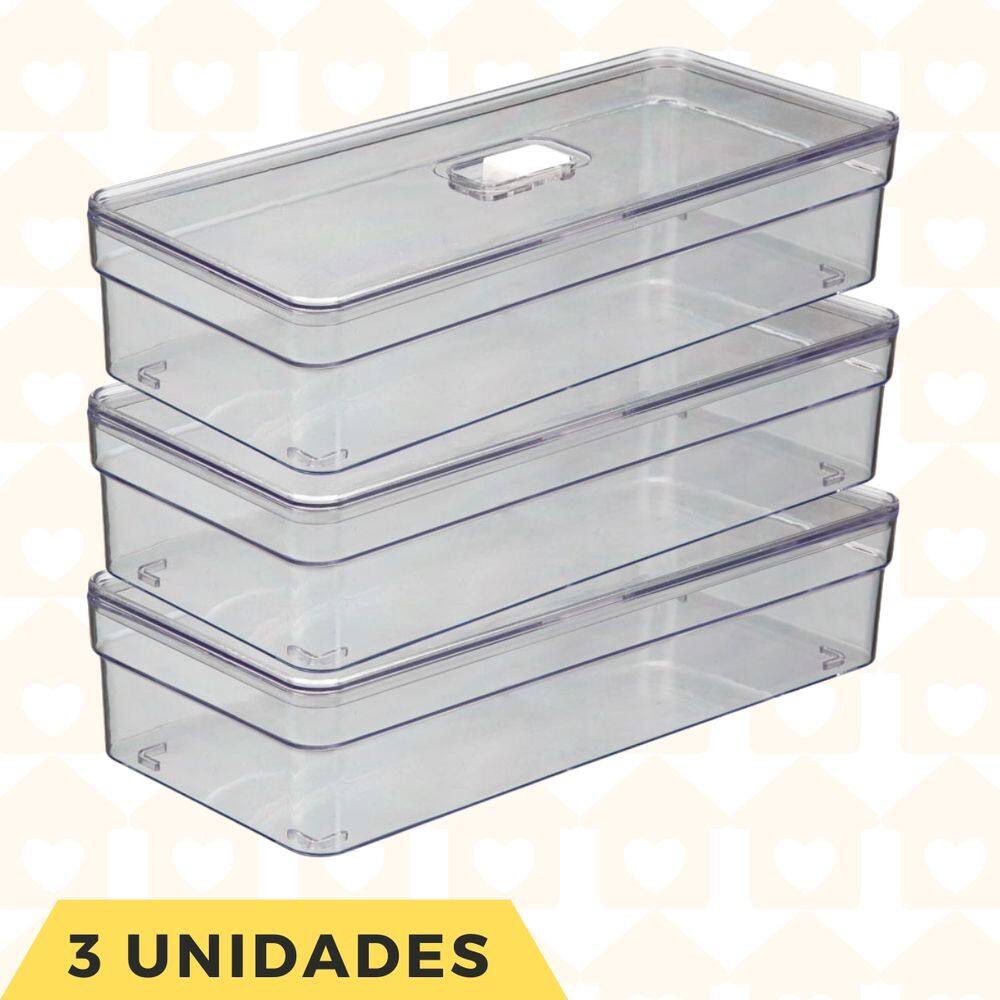 3 Un Organizador Acrilico Transparente Porta Ovos Com Tampa