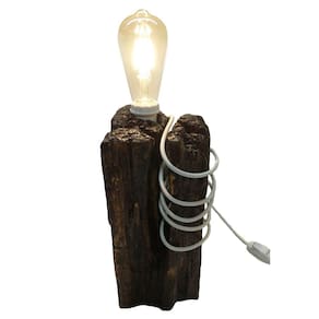 Luminária Rústica de Mesa Madeira de Demolição