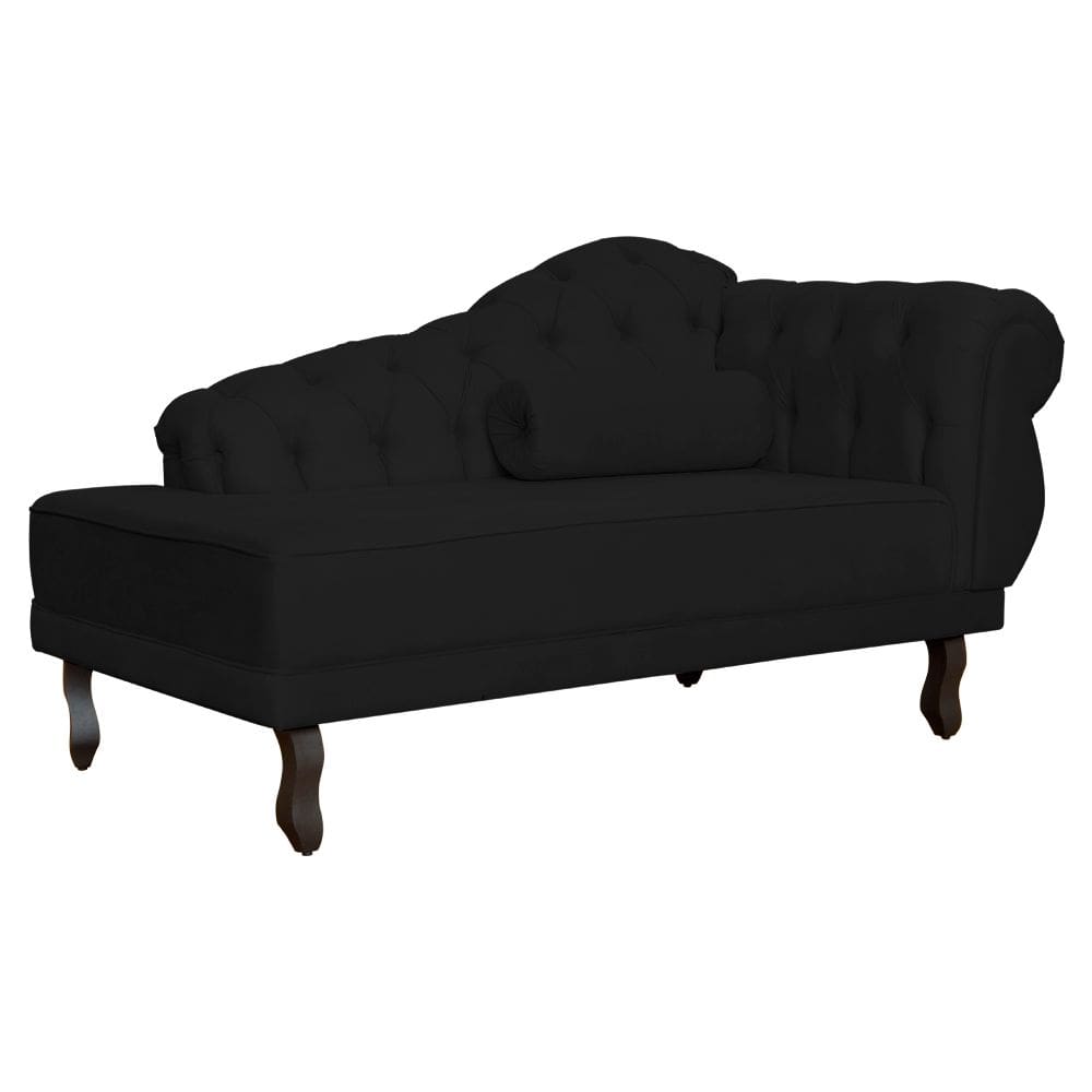 Recamier Larissa Lado Esquerdo 1,50 cm Veludo Preto - Montanaris Decor