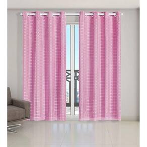 Cortina Voil Xadrez Sala, Quarto E Cozinha 2,00 X 1,70 Rosa