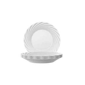 Jogo Prato De Sobremesa Jasmim Opaline Branco kit 6 Peças