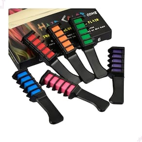 Kit 6 Pente Giz Pastel Colorido Para Pintar Cabelo Temporário