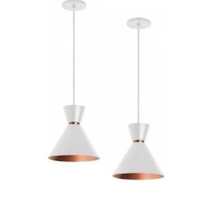 Pendente Berlin 15cm Luxo Luminarias Branco/Cobre 15x18cm