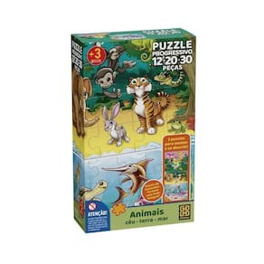 Quebra Cabeça Progressivo Animais 12 20 30 Peças 04054 Grow