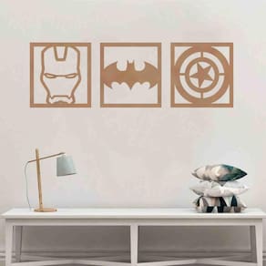 Quadro Decorativo Herois 3Mm Vazado Branco - Mdf