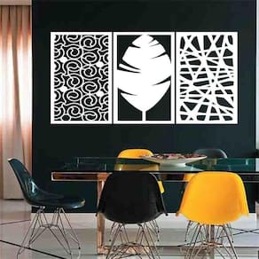 Quadro Decorativo Abstrato Branco 3Mm Vazado - Mdf