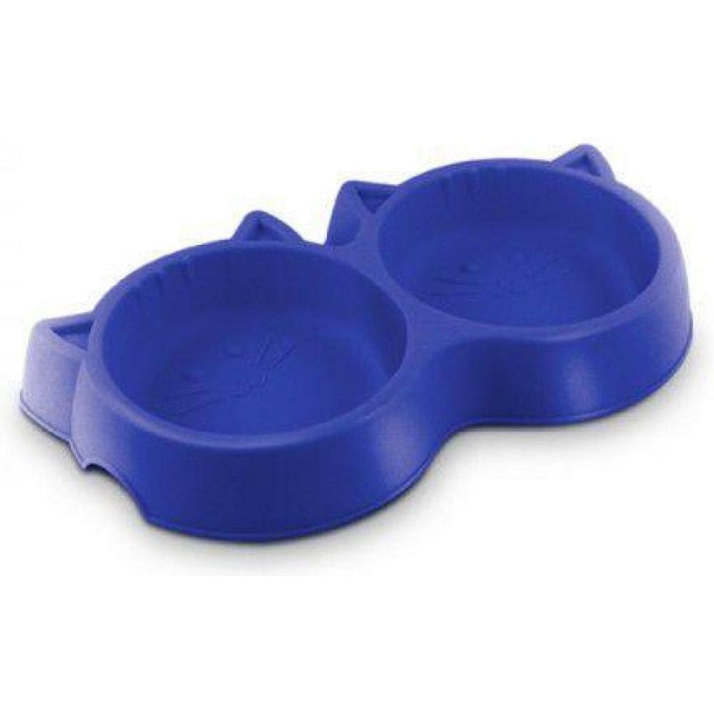 Comedouro Duplo Gato Luxo Azul