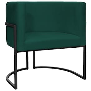 Poltrona Luna Suede Cores Base De Ferro Preta - Verde, Suede