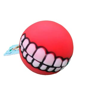 Bola de borracha com sorriso vermelha para pet - ps61