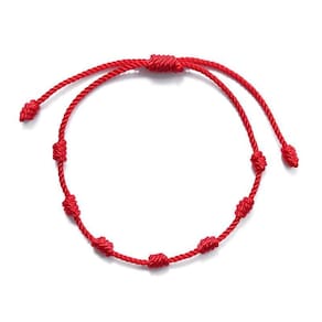 Kit 2 Pulseiras Vermelha Sete Nós Kabbalah Afastar O Mal