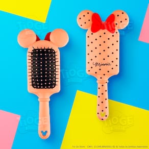 Escova de Cabelo Minnie Mouse Fofa Infantil Desembaraçante Almofada Cerda Ultramacia Orelhinha 3D Laço Vermelho Cor Nude