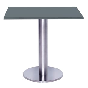 Mesa Beta Big Inox 75 cm (Alt) Disco Redondo Tampo MDP Quadrado 80 cm (Larg) x 2,50 cm (Alt) Grafito