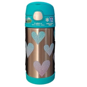 Thermos Garrafa Térmica Infantil Azul com Corações 355ml