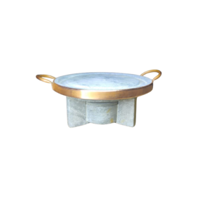 Conjunto Grelha / forma Pizza 27 cm com Rechaud em Pedra Sabão