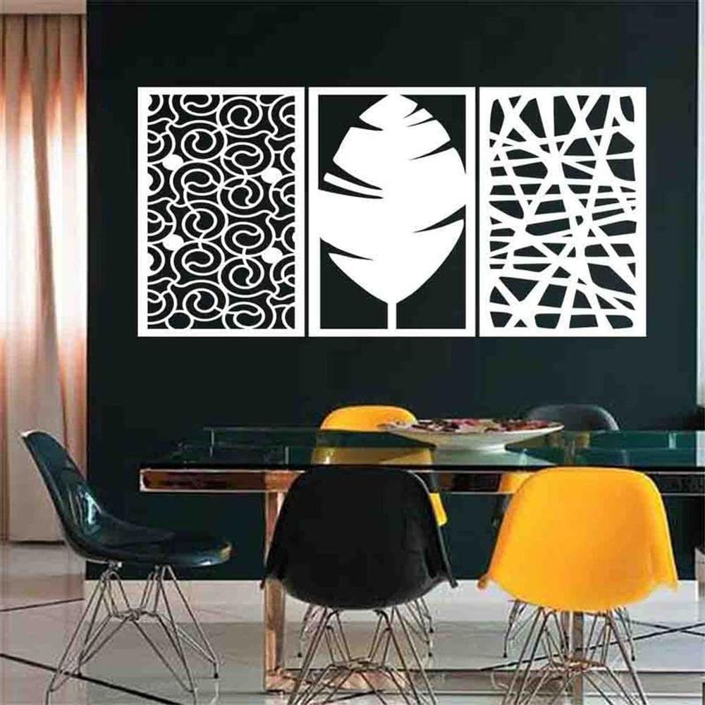 Quadro Decorativo Abstrato 6Mm Branco  Vazado - Mdf