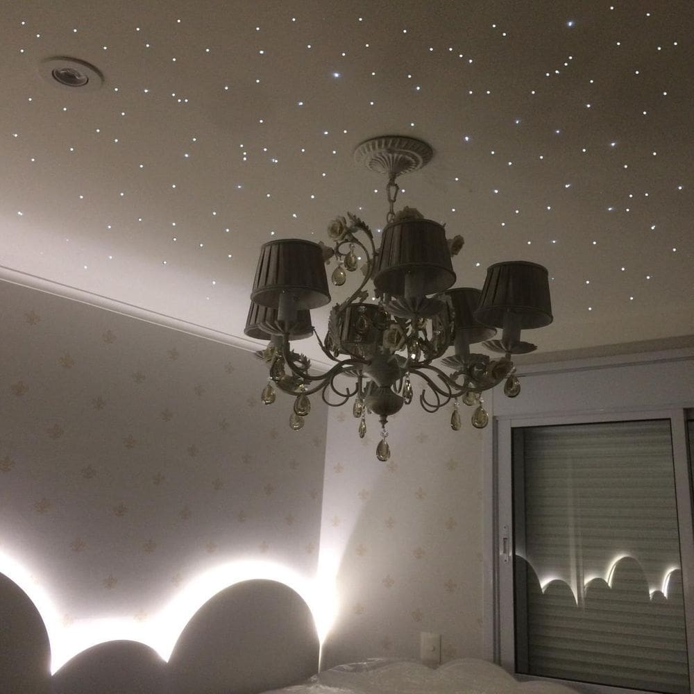 Iluminação Fibra Óptica Noite Estrelado Quarto Gesso 400 Rgb
