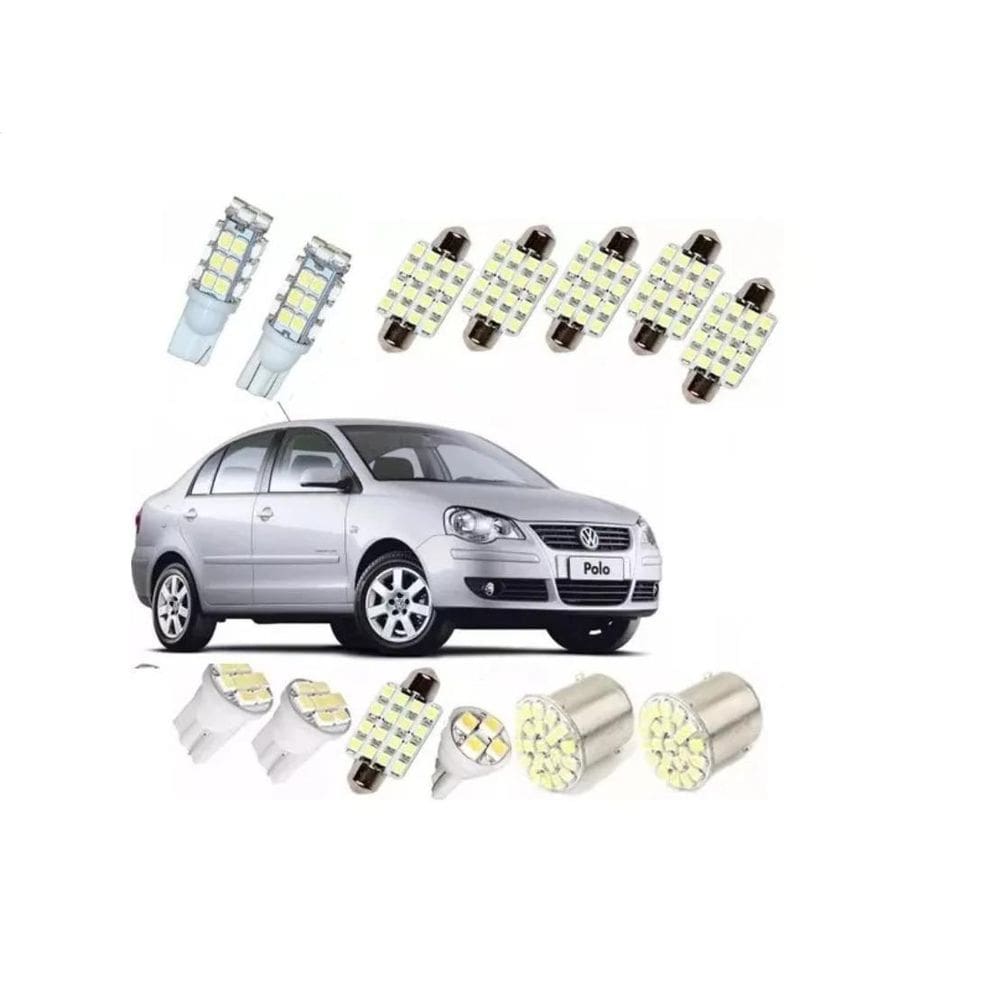 Lâmpadas Led Golf Polo Sedan Hatch Pingo Teto Ré 6000K Kit