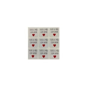 Adesivos Feito A Mão Com Amor 3,0X3,0 Artesanato 100 Un