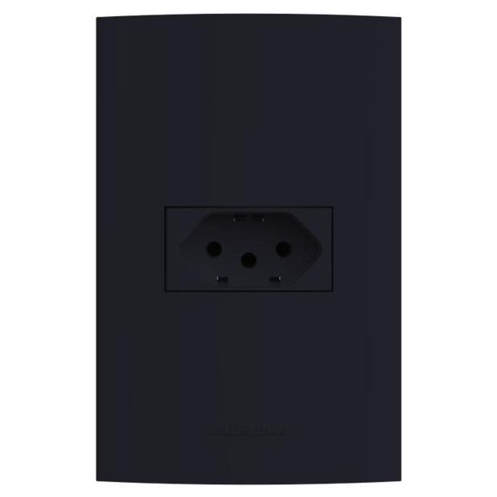 Conjunto Tomada 10A 2P+T 4X2 Preto Fosco 85740 Alumbra