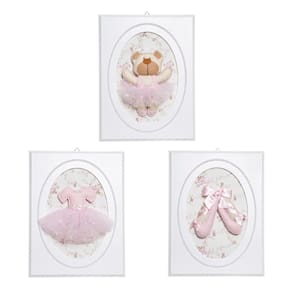 Trio De Quadros Balé Com Pérolas Quarto Bebê Infantil Menina