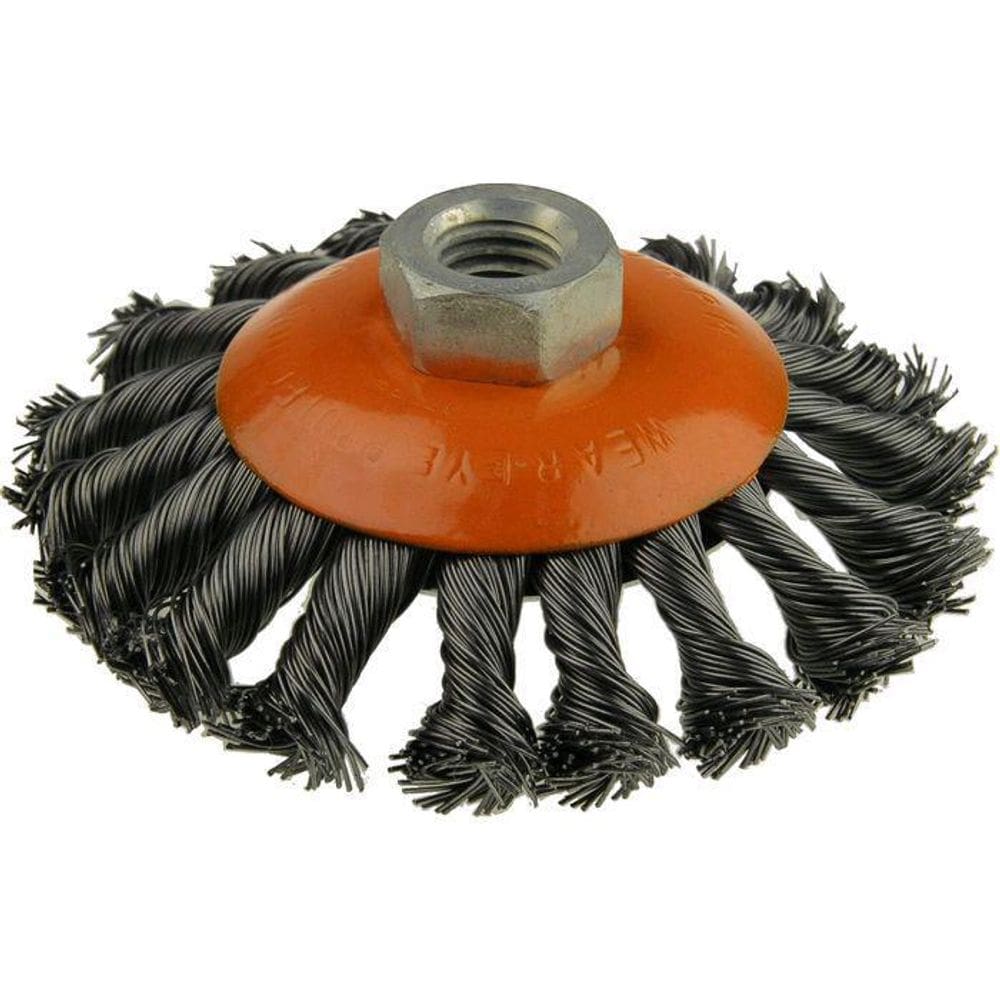 Escova Cônica Côncava Trançada 100Xm14 Em Aço Latonado