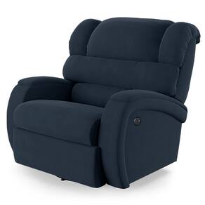 Poltrona do Papai Reclinável Napoli Glider Giratória USB Veludo Azul FH1 - D`Rossi