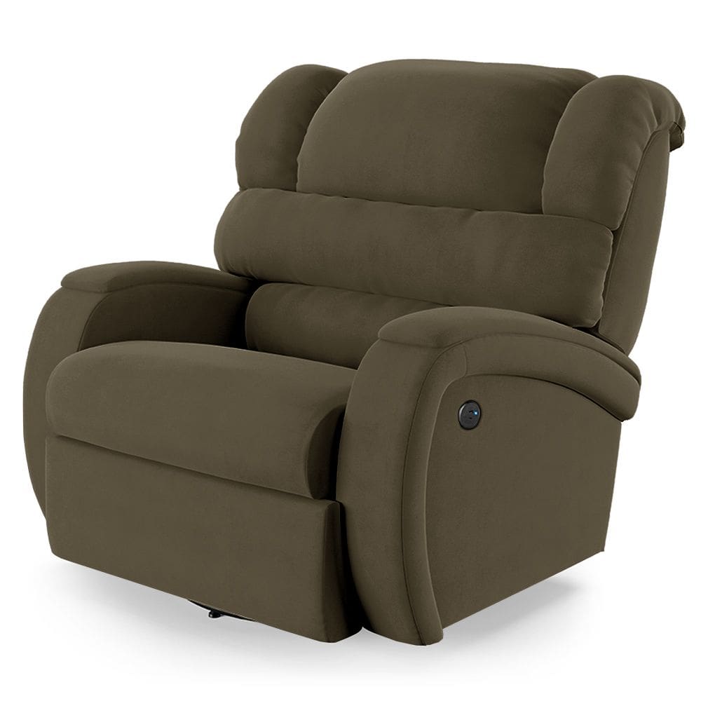 Poltrona do Papai Reclinável Napoli Glider Giratória USB Veludo Capuccino FH1 - D`Rossi