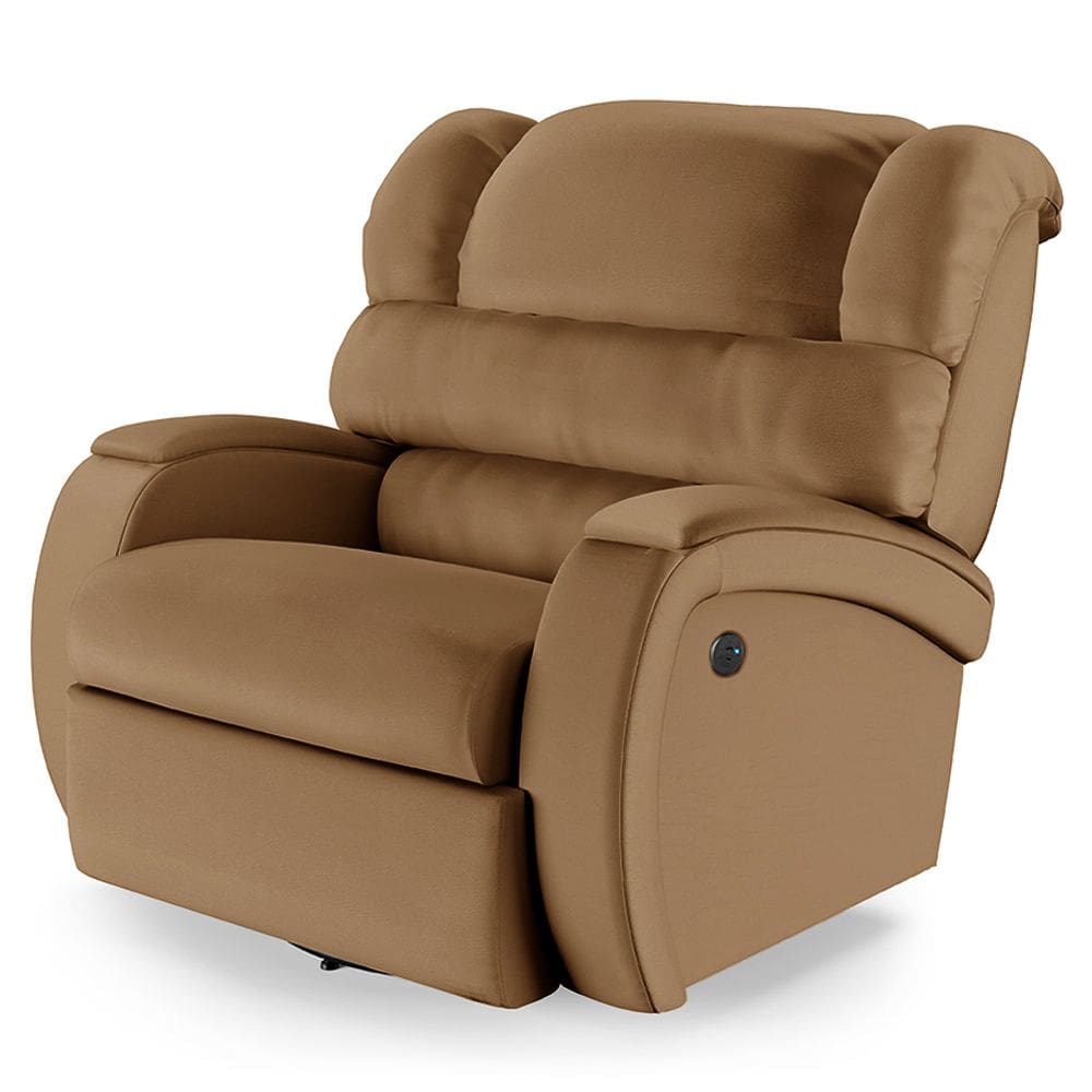 Poltrona do Papai Reclinável Napoli Glider Giratória USB PU Caramelo FH1 - D`Rossi