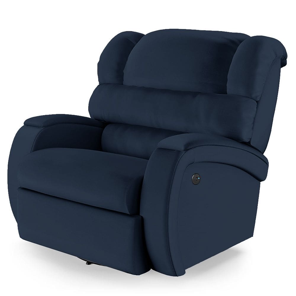 Poltrona do Papai Reclinável Napoli Glider Giratória USB PU Azul FH1 - D`Rossi
