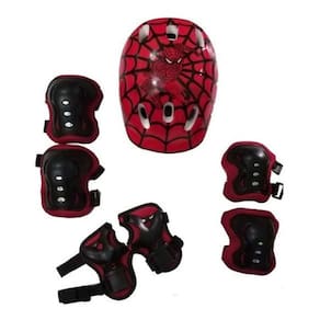 Kit Proteção Capacete, Joelheira, Cotoveleira Homem Aranha